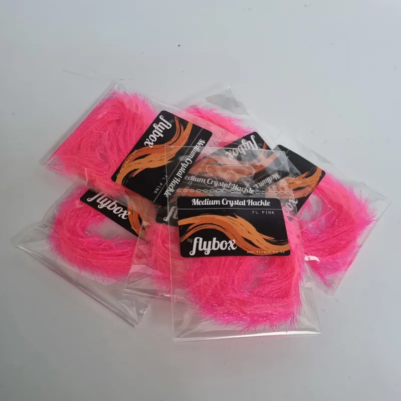 Flybox Medium Crystal Hackle in Fl.Pink